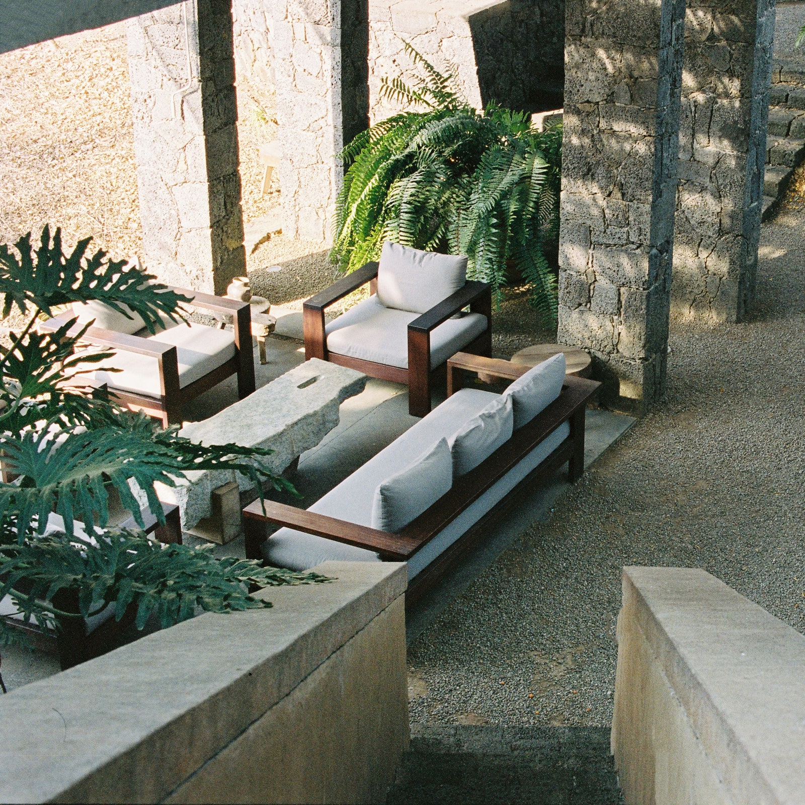 Patio Flagstone Furniture plants and Couch