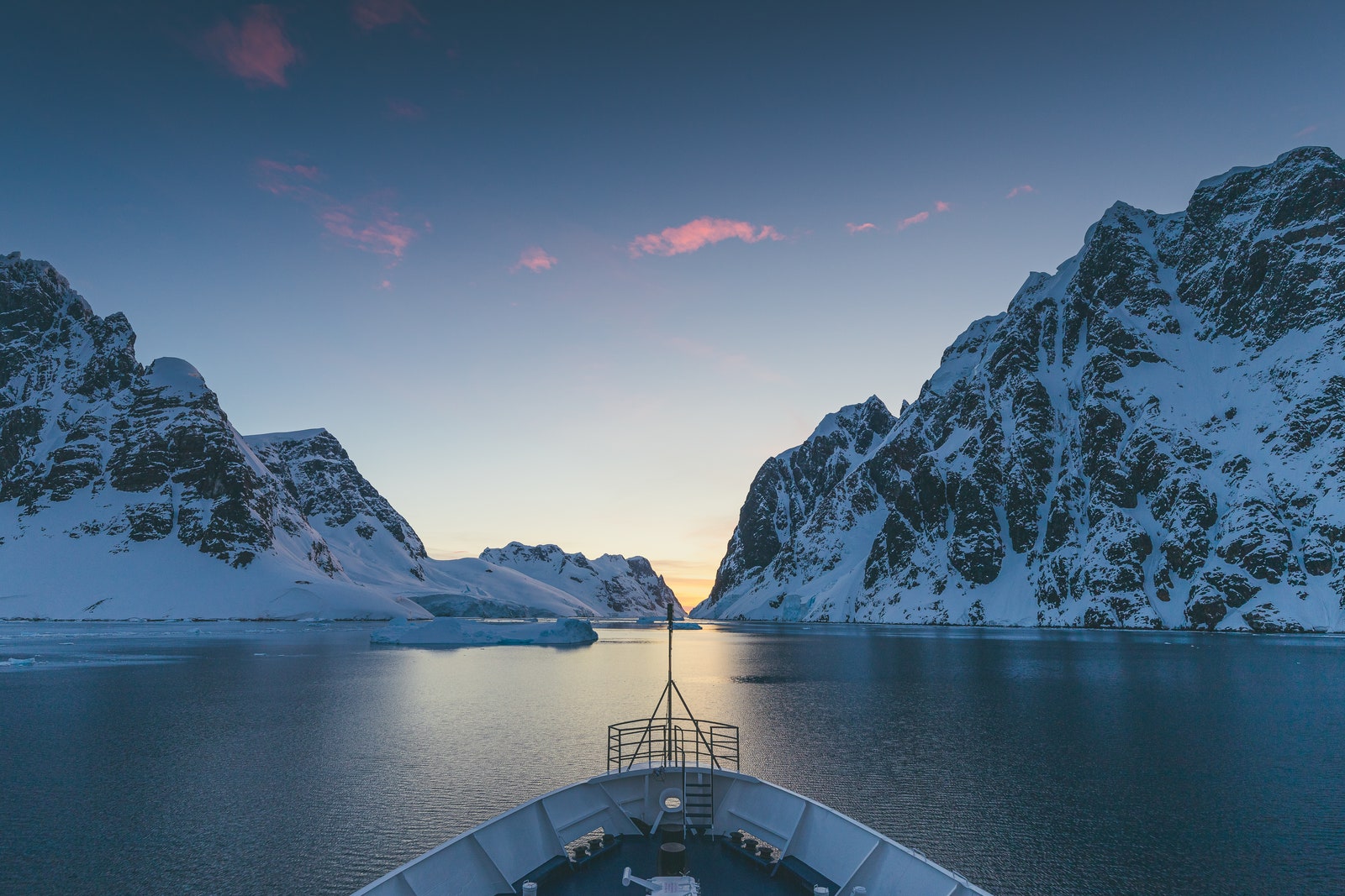 Ship sunset cruise on the Antarctic peninsula